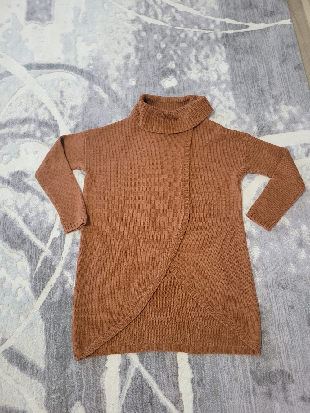 Eclipse Rust Brown Turtleneck Wrap-Front Sweater Size L
